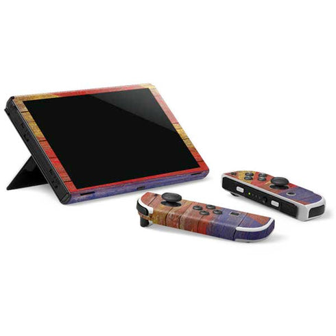 Arizona Flag Dark Wood Nintendo Switch OLED (2021) Skin